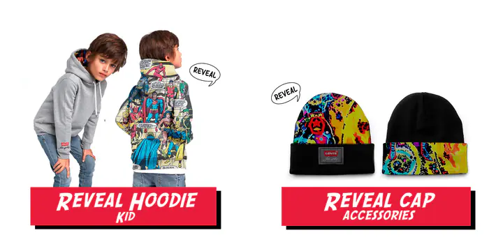 La collection Reveal : sweat à capuche pour enfant et bonnets