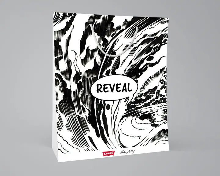 Un sac Reveal illustré à l’encre, façon comics