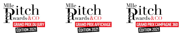 Le logo décliné pour l’édition 2021 : Grand prix du jury, Grand prix affichage, Grand prix campagne 360