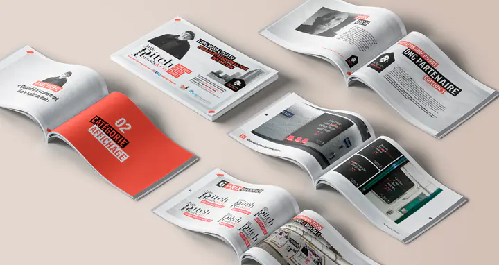 La brochure MllePitchAwards ouverte à plusieurs doubles pages