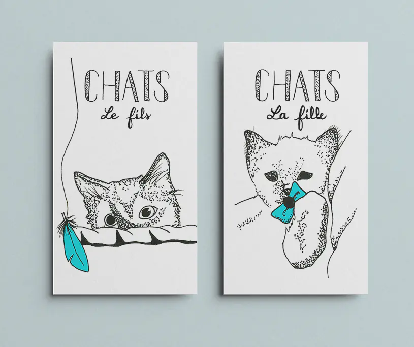 Famille Chats : les cartes du fils et de la fille