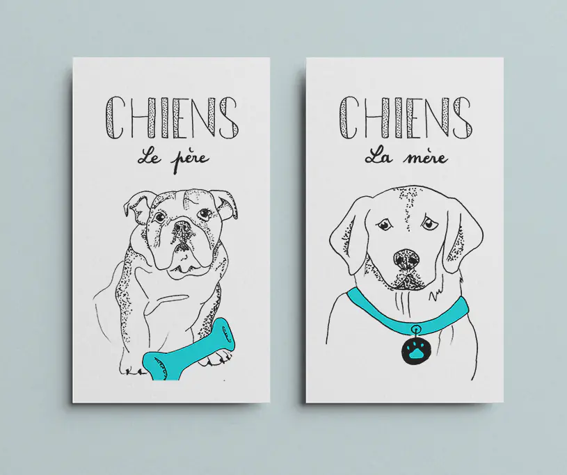 Famille Chiens : les cartes du père et de la mère