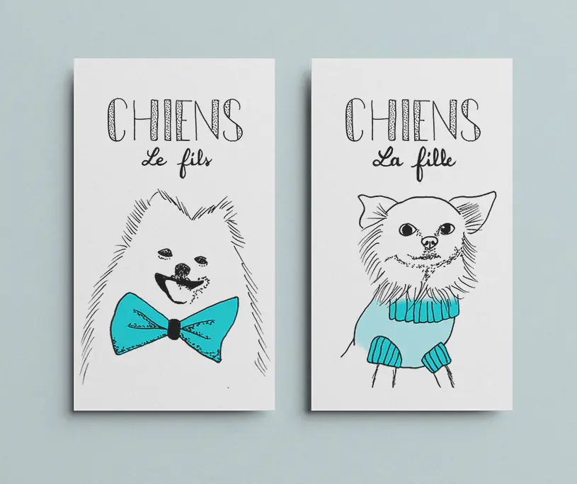 Famille Chiens : les cartes du fils et de la fille