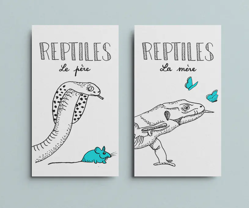 Famille Reptiles : les cartes du père et de la mère