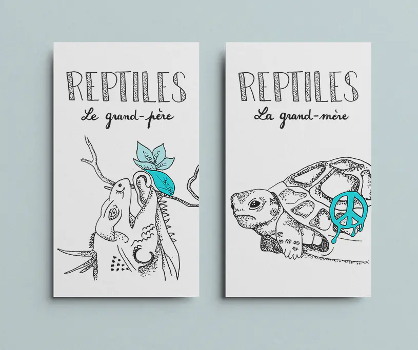 Famille Reptiles : les cartes du grand-père et de la grand-mère