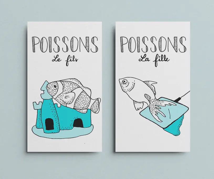 Famille Poissons : les cartes du fils et de la fille