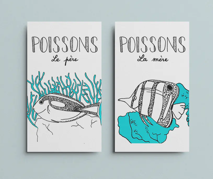 Famille Poissons : les cartes du père et de la mère
